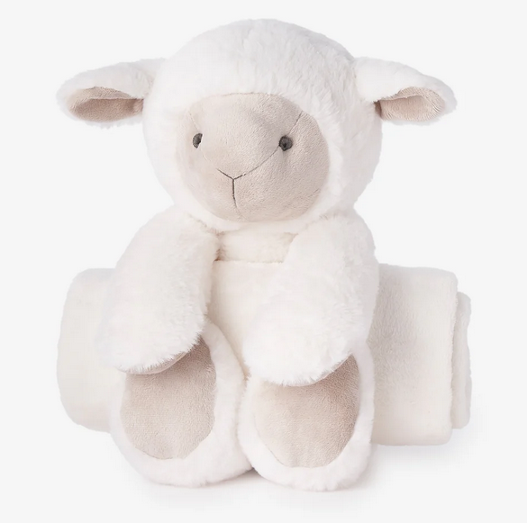 Lamb Bedtime Huggie Plush Toy with Blanket by Elegant Baby