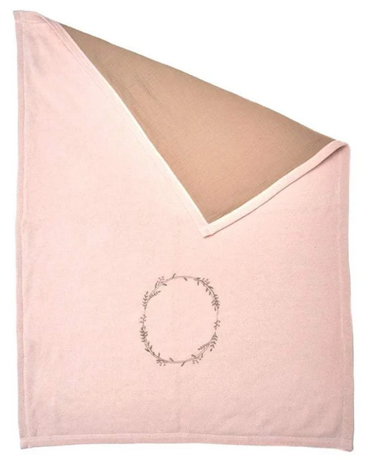 Wreath Embroidered Double Sided Blanket - Pink by Mon Ami