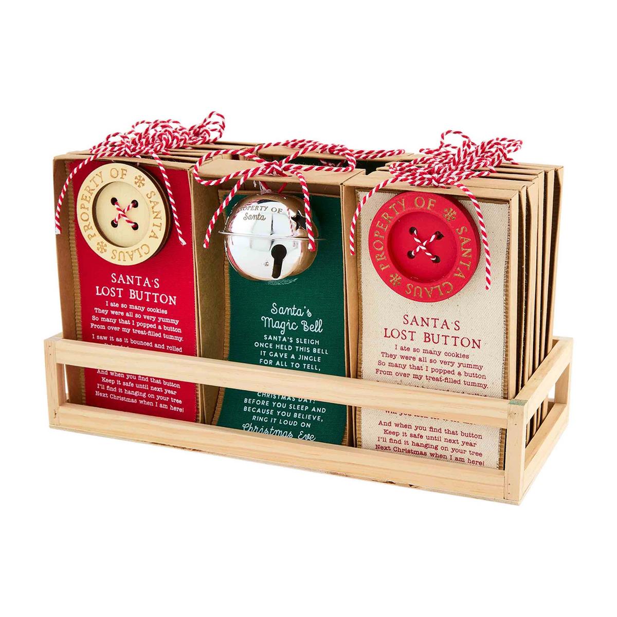 Santa Bell & Button Ornaments by Mud Pie
