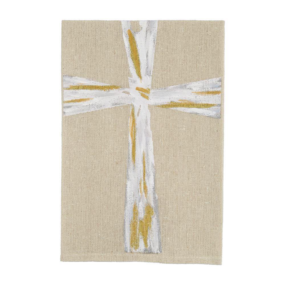 Cross Gold Christmas Painted Towel by Mud Pie