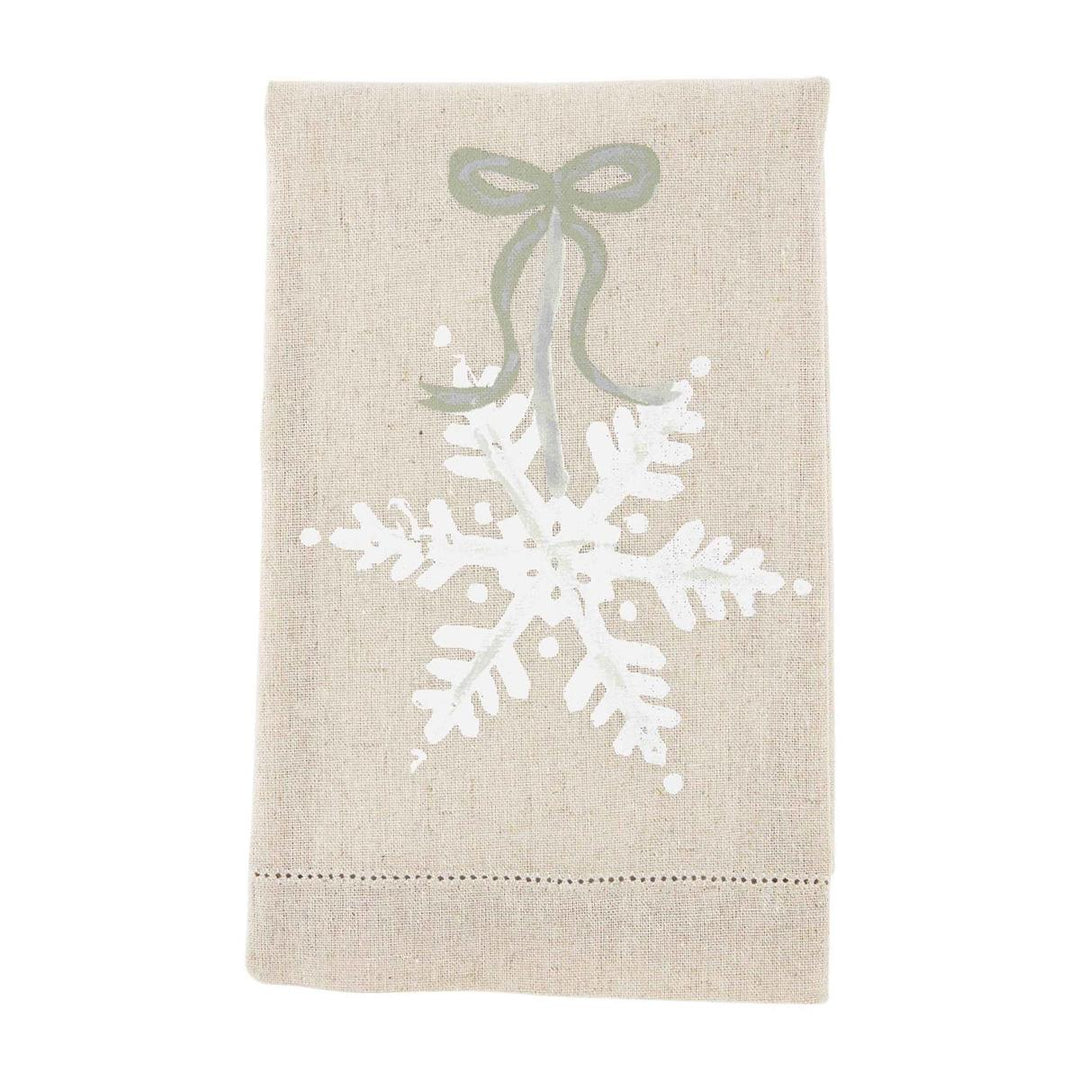 Snowflake White Hand-Painted Towel by Mud Pie