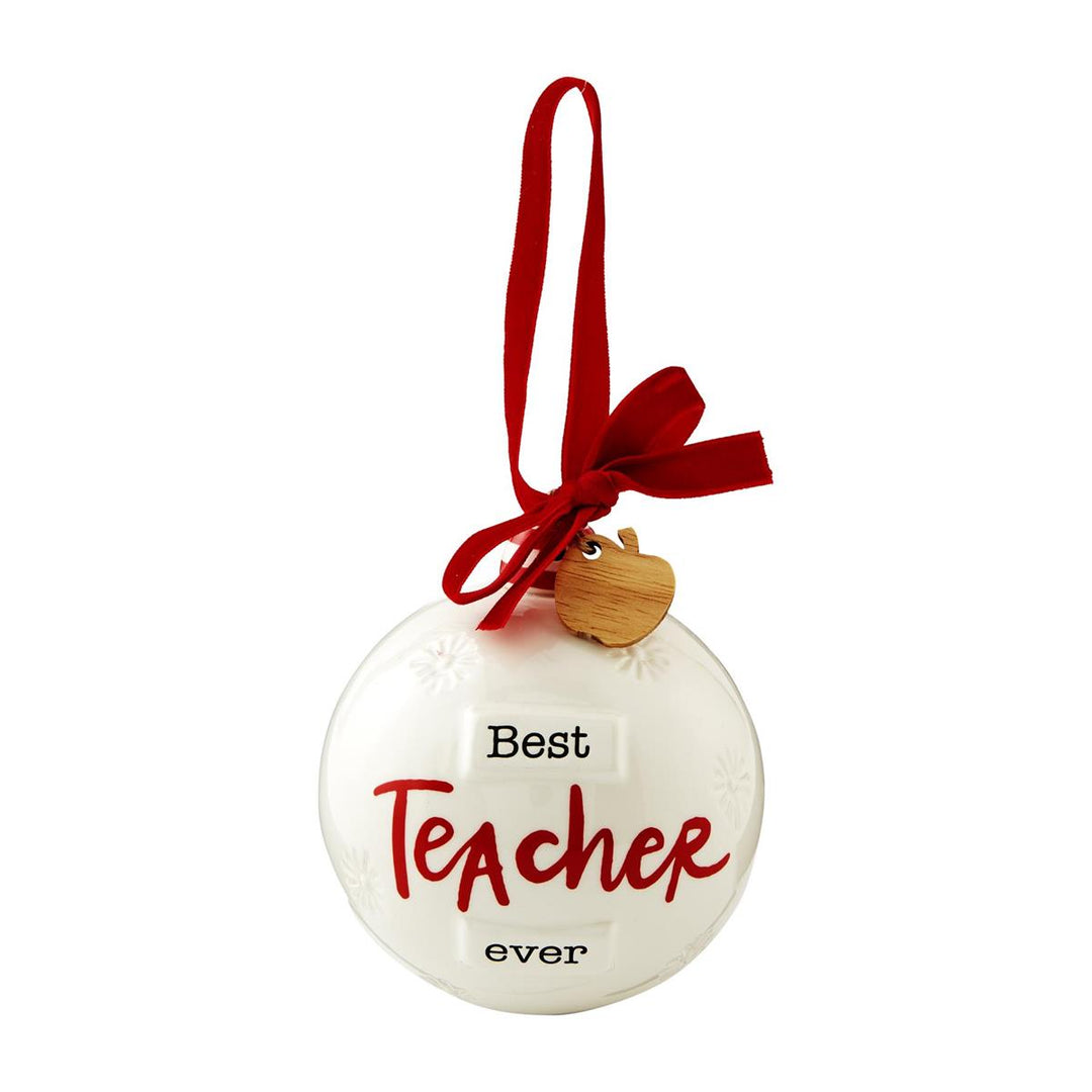 Best Teacher Ceramic Christmas Tree Ornament by Mud Pie