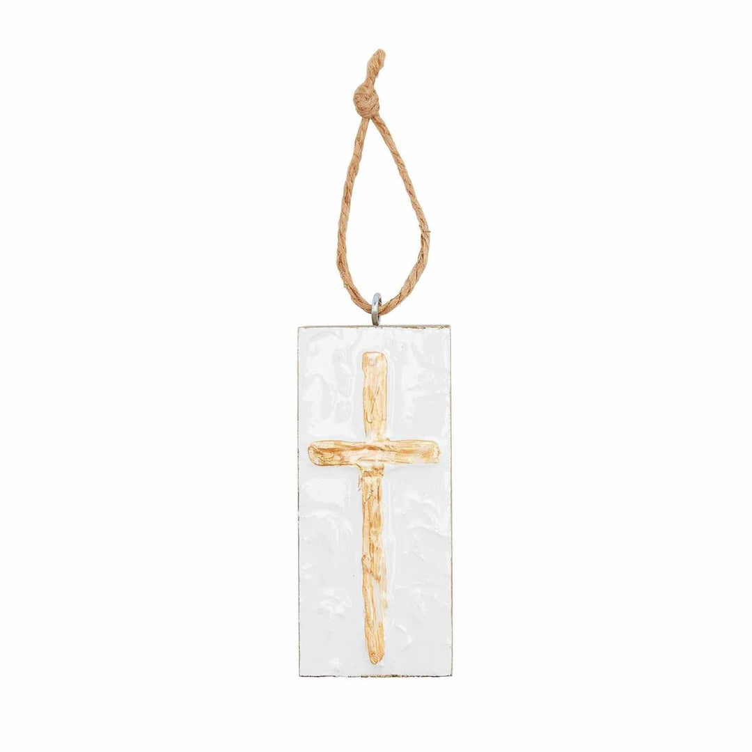 Hand-Painted Gold Cross Wood Ornament by Mud Pie