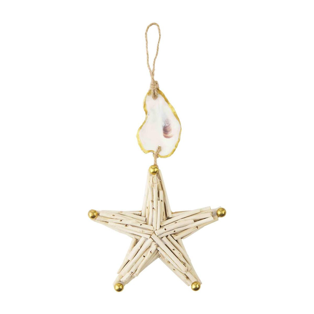 Driftwood Star & Oyster Shell Christmas Tree Ornament by Mud Pie