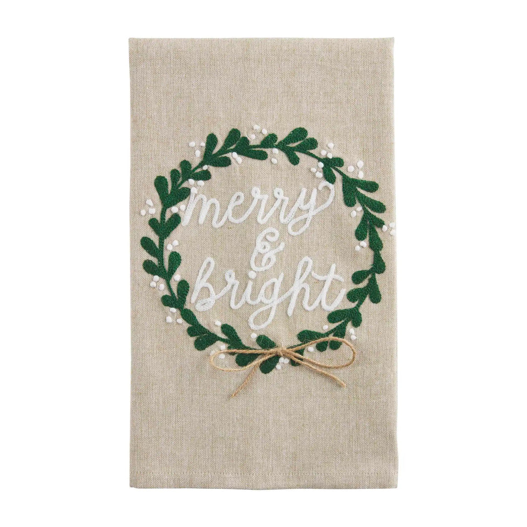 MERRY & BRIGHT EMBROIDERED TOWEL by Mud Pie
