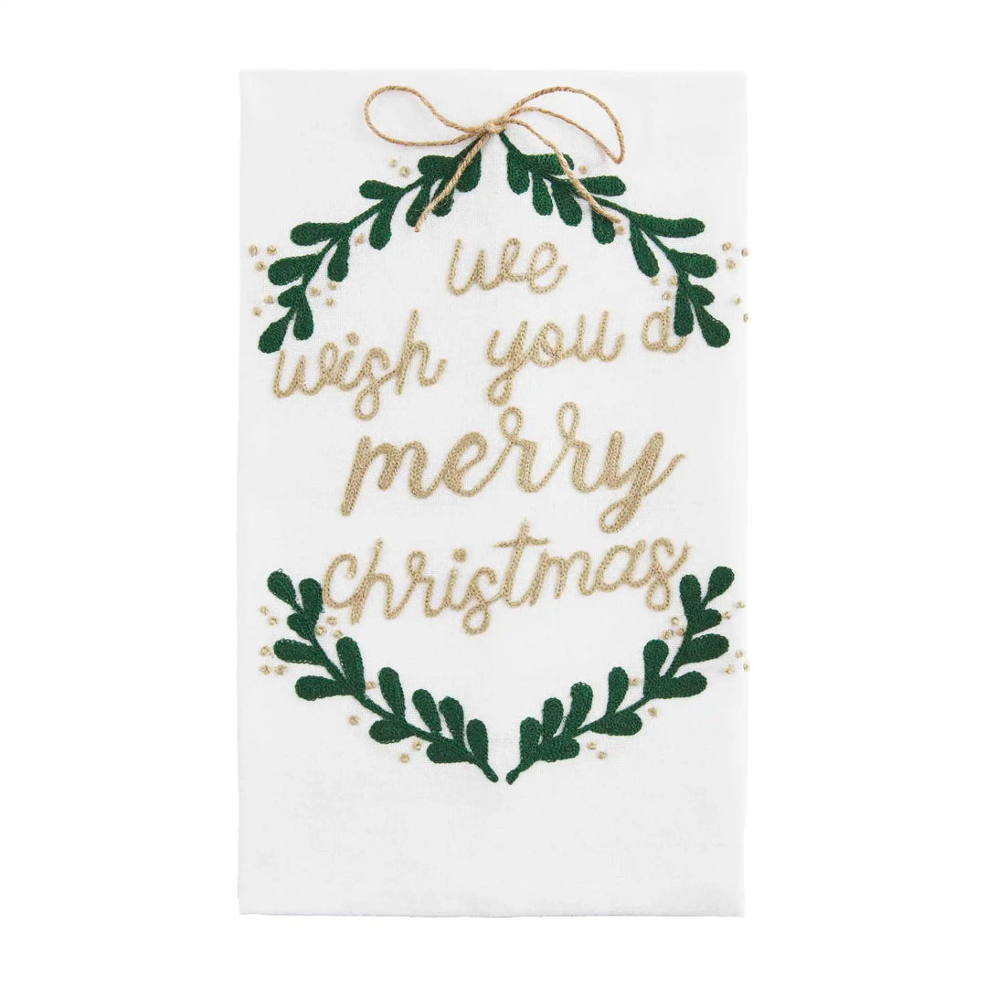 WE WISH YOU A MERRY CHRISTMAS EMBROIDERED TOWEL by Mud Pie
