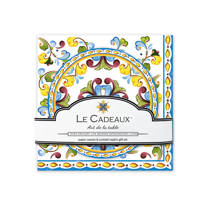 Toscana Cocktail Napkins & Double-Sided Coasters (Packs of 20) Gift Set by Le Cadeaux