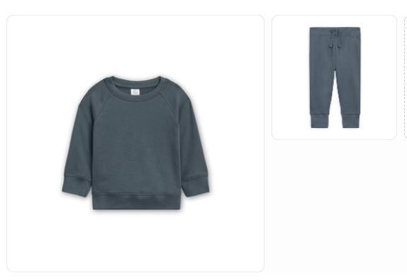 Organic Cotton Baby and Kids Portland Pullover Jogger Set in Harbor Color