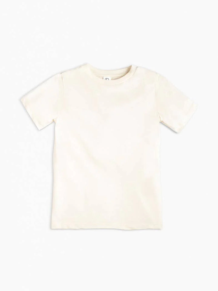 Organic Kids Classic Crew Neck Tee in White and Natural