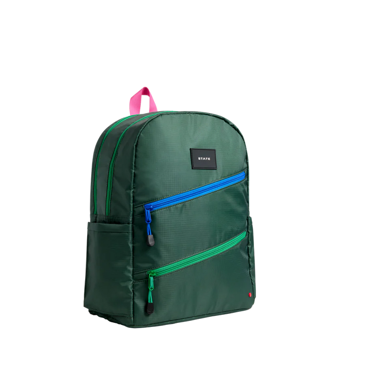 Olive Diagonal Zipper Kane Double Pocket Backpack