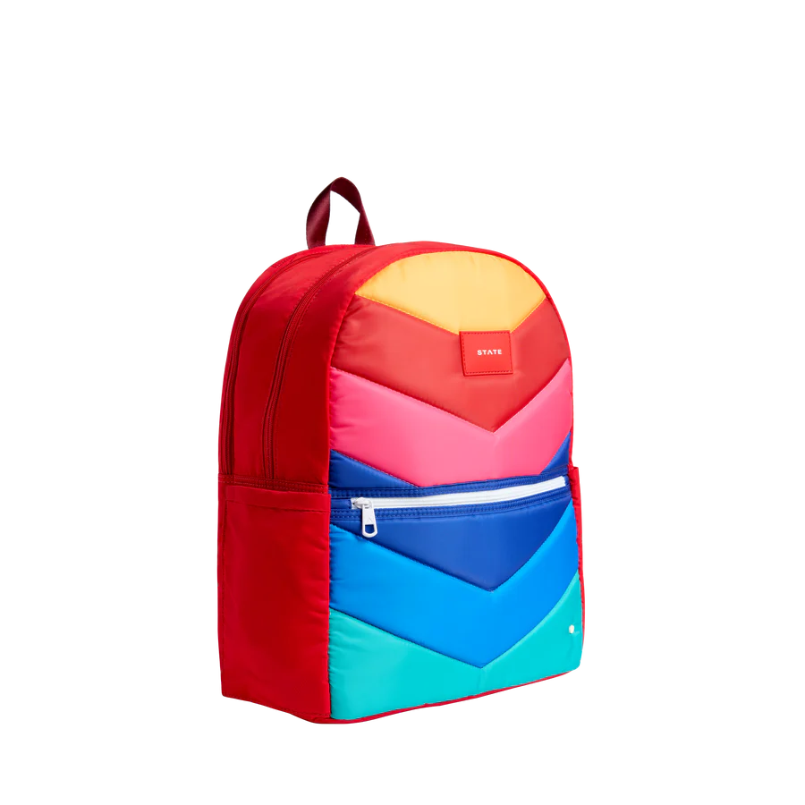 Rainbow Chevron Kane Double Pocket Large Backpack