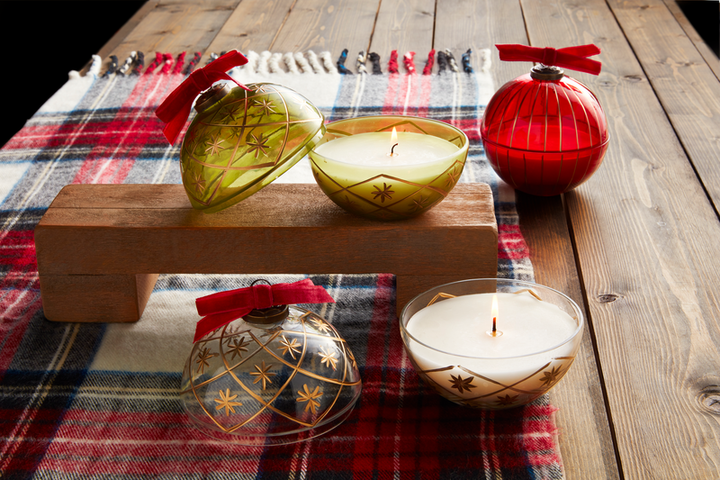 GLASS ORNAMENT CANDLES IN 3 STYLES