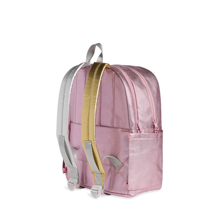 Pink/Silver Kane Double Pocket Backpack