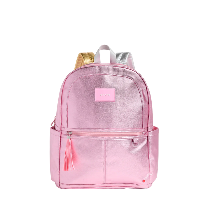Pink/Silver Kane Double Pocket Backpack