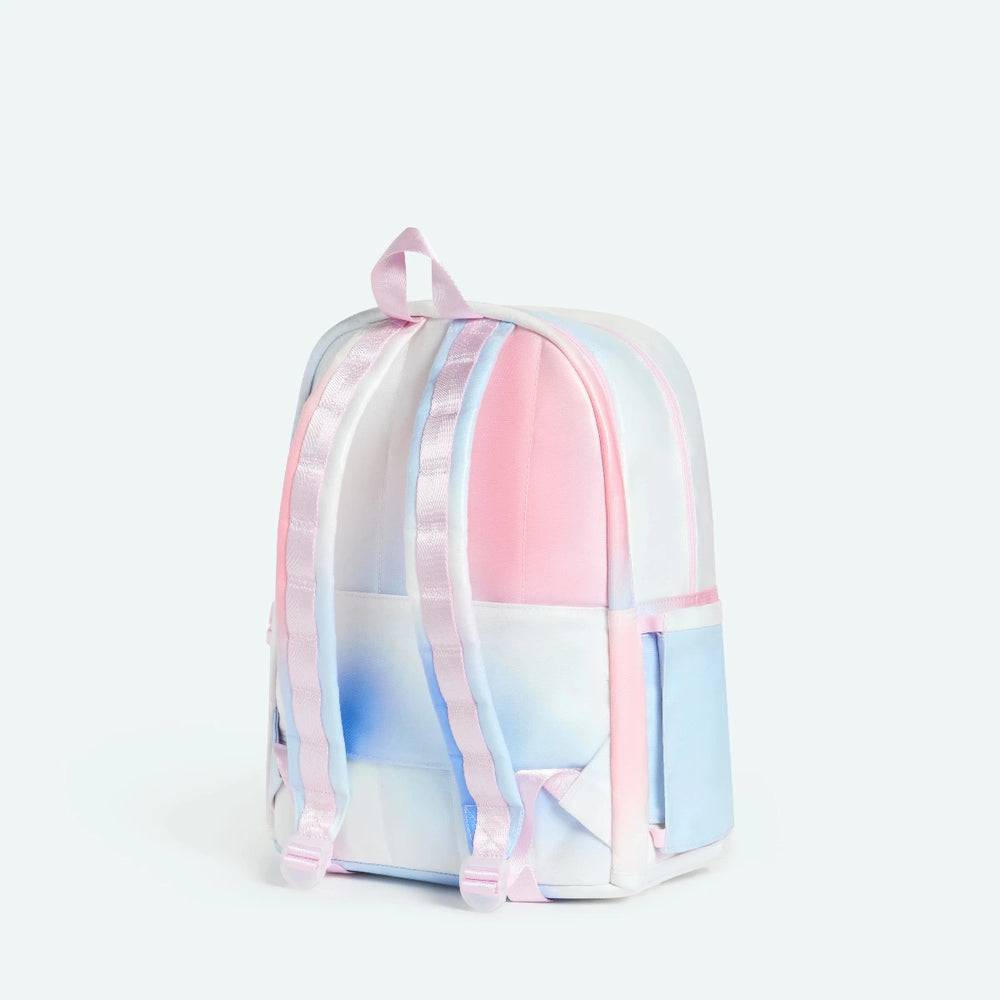Backpack with celestial design featuring suns, moons, and stars