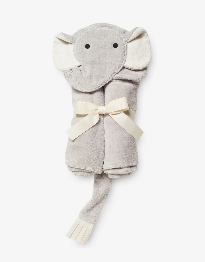 Gray Elephant Hooded Baby Bath Wrap