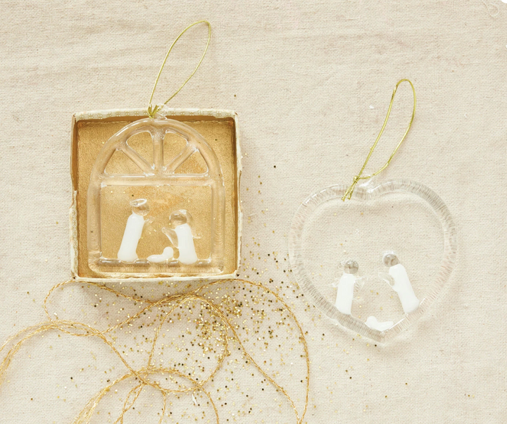 Glass Nativity Ornament