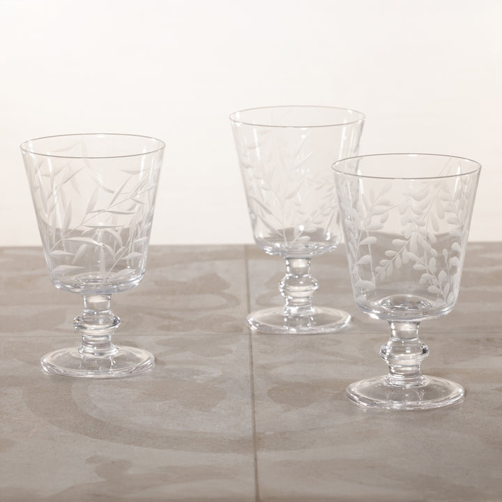 Etched All-Purpose Goblet (Set of 6)- 3 Assorted Designs