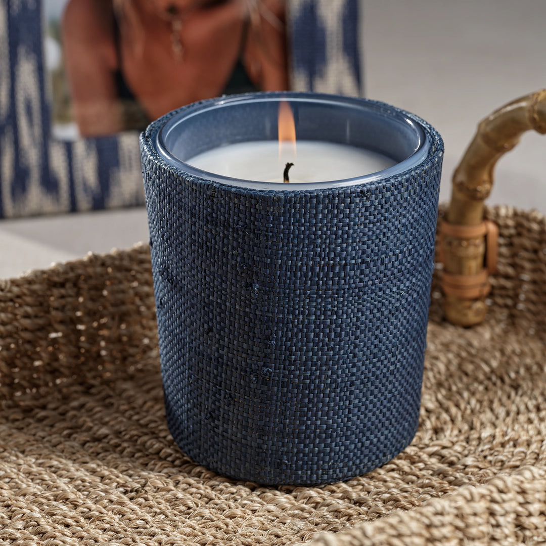 Candle in Natural Raffia Basket - Sunset Beach