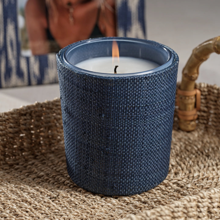 Candle in Natural Raffia Basket - Sunset Beach