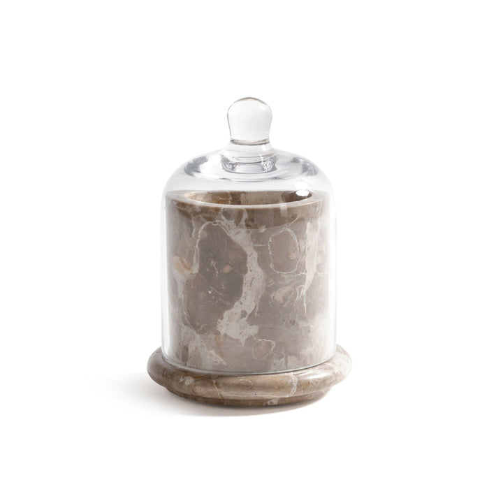 Marbella Scented Candle Jar with Cloche - Crema Fossil Marble : Bergamot Linen