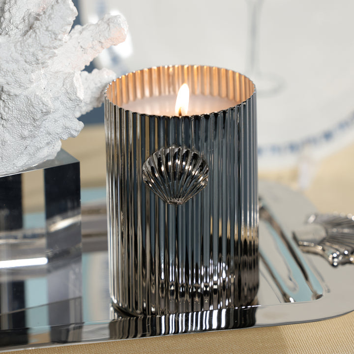 Cap Ferrat Fan Shell Design Candle in Gift Box - 8.25 oz - Nickel : Sea Salt