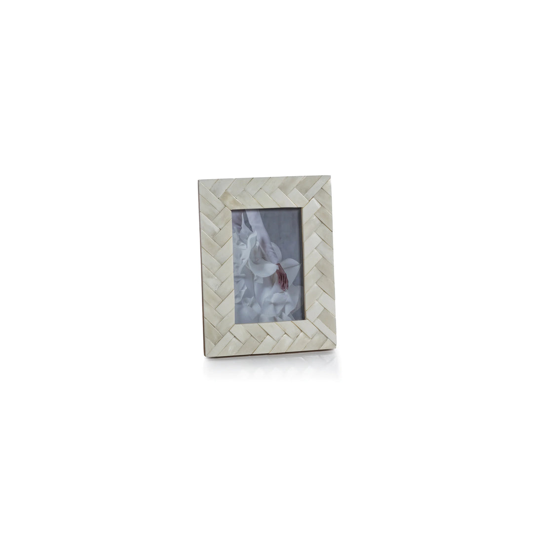 Bone Braided Photo Frame - White - 4x6