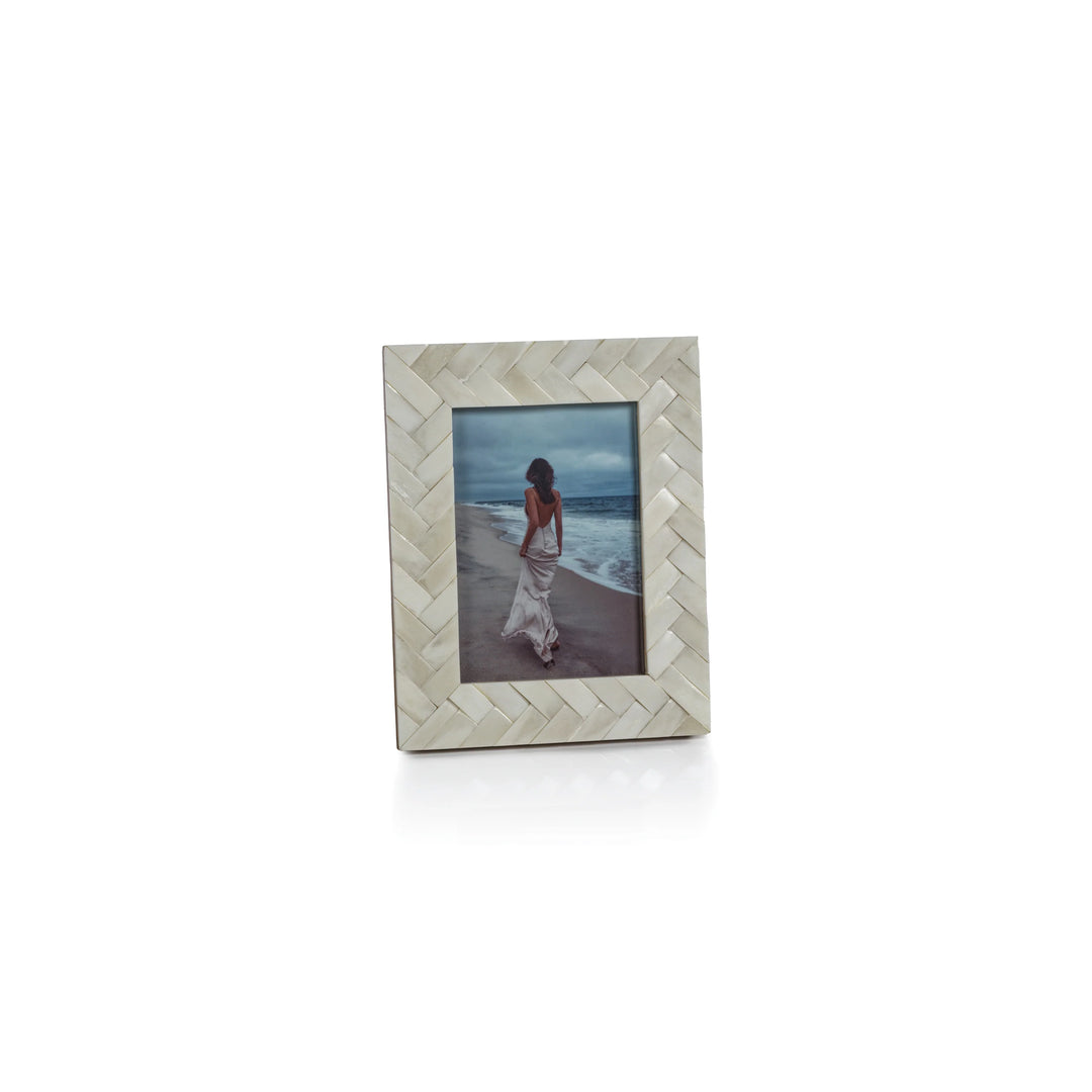 Bone Braided Photo Frame - White - 5x7