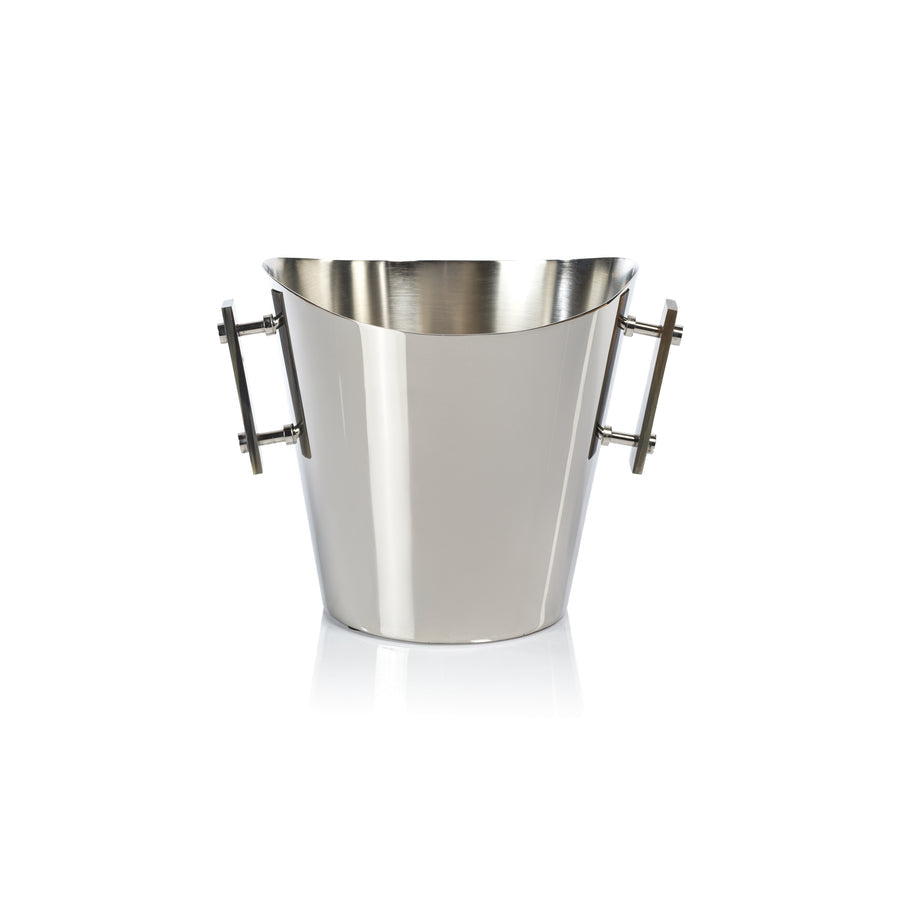 The Berkeley Wine Cooler / Ice Bucket with Horn Handles - Polished Nickel - Small