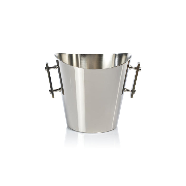 The Berkeley Wine Cooler / Ice Bucket with Horn Handles - Polished Nickel - Small