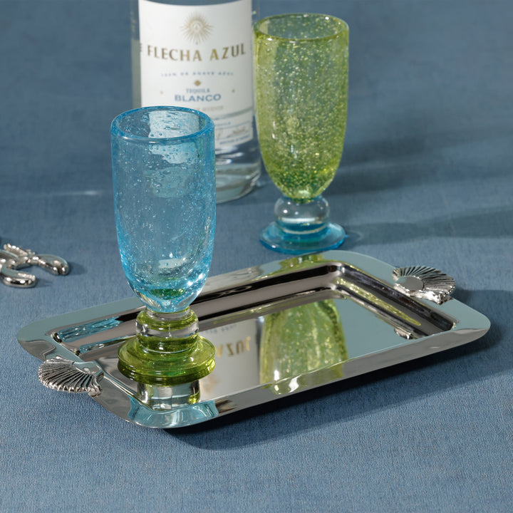 Cap Ferrat Fan Shell Design Serving Tray - Polished Nickel