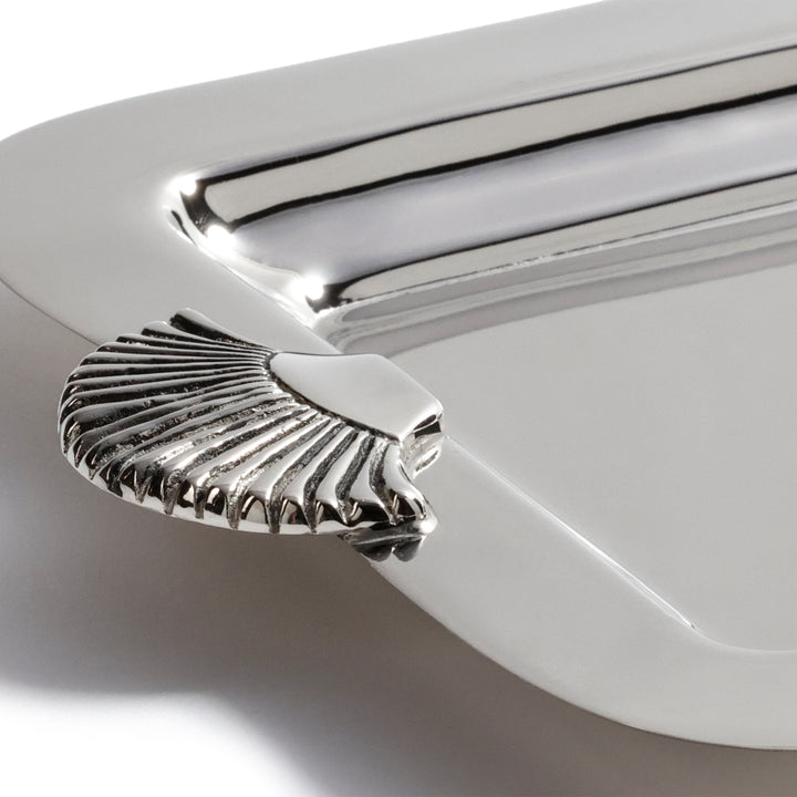 Cap Ferrat Fan Shell Design Serving Tray - Polished Nickel