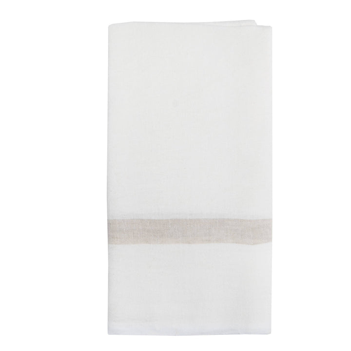 Laundered Linen White/Natural Towels 20x30 - Set of 2