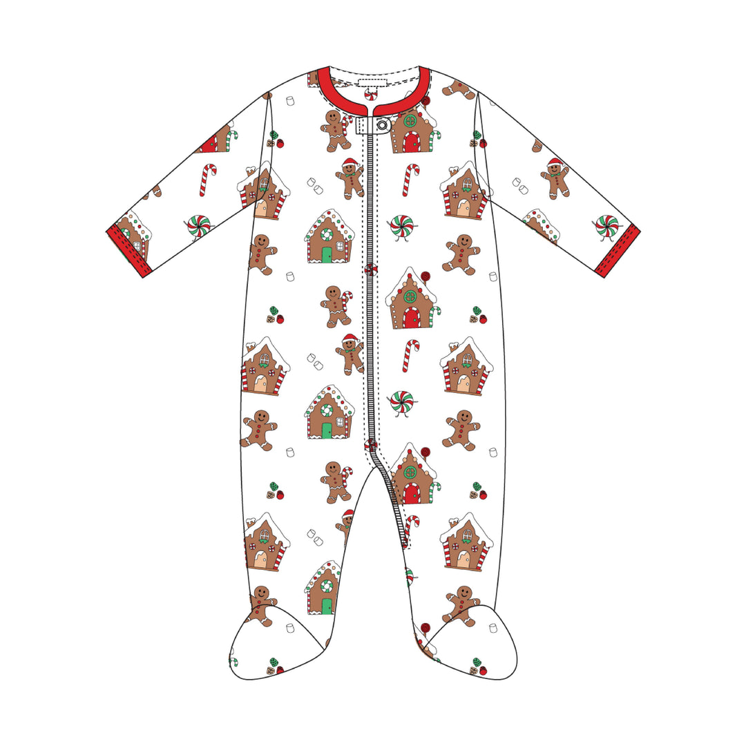 Gingerbread World Zipper Footie