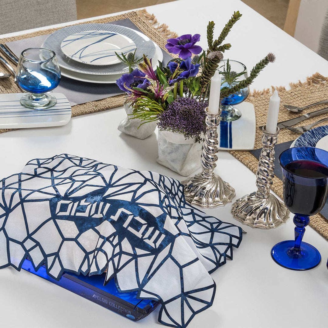 Challah Cover Geometric Blue