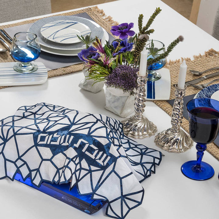 Challah Cover Geometric Blue