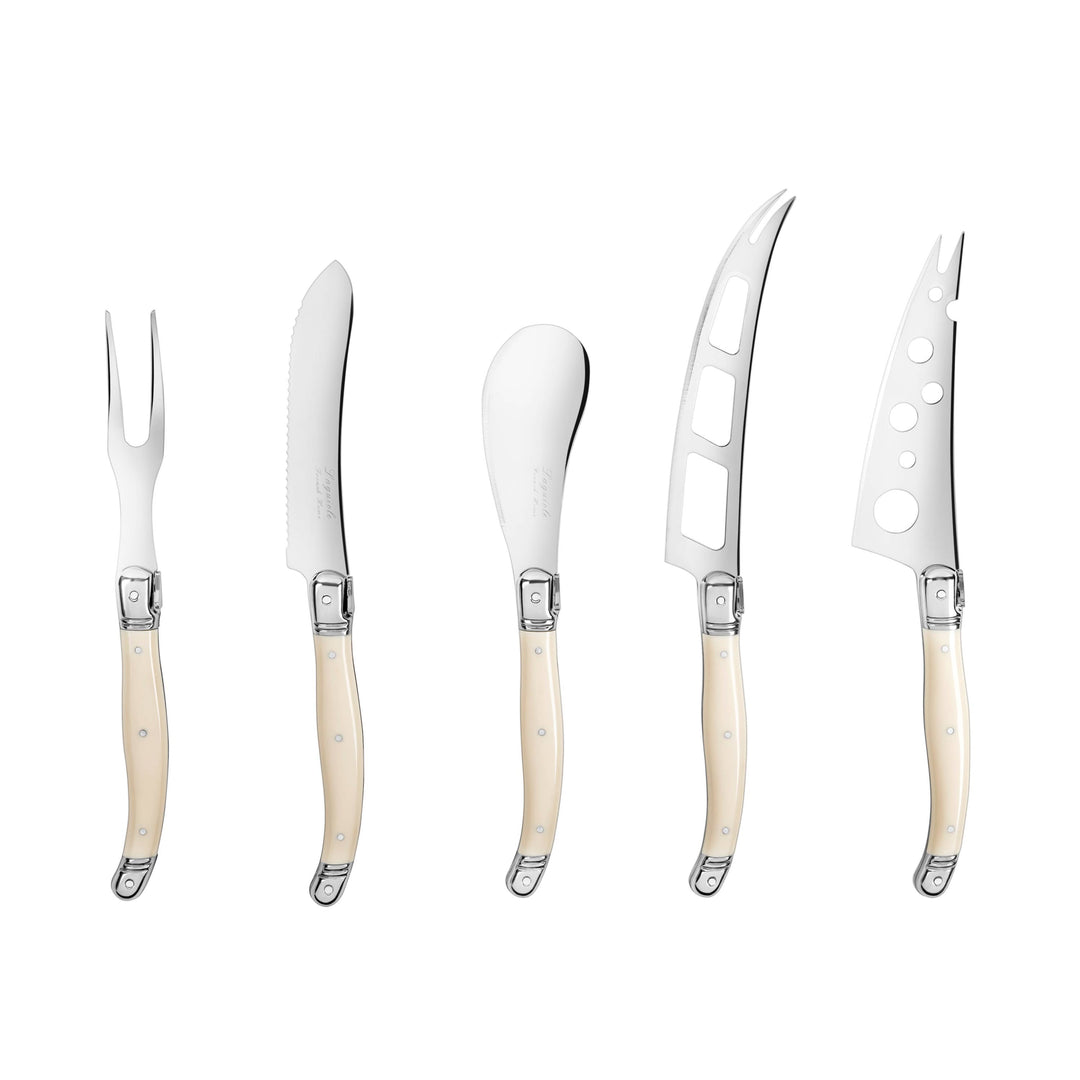 Laguiole 5-Piece Artisan Ivory-Colored Cheese Knife Set 