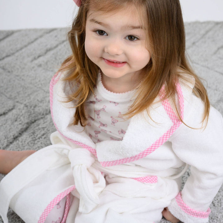 Essentials Pink Gingham Trim Bathrobe: 2/3T