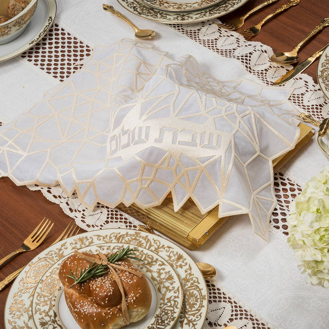 Challah Cover Geometric Cream