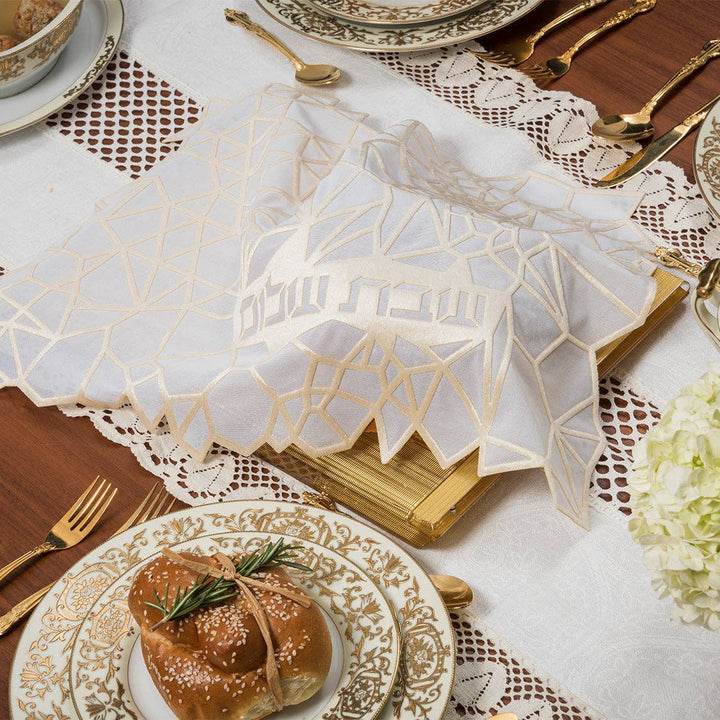 Challah Cover Geometric Cream