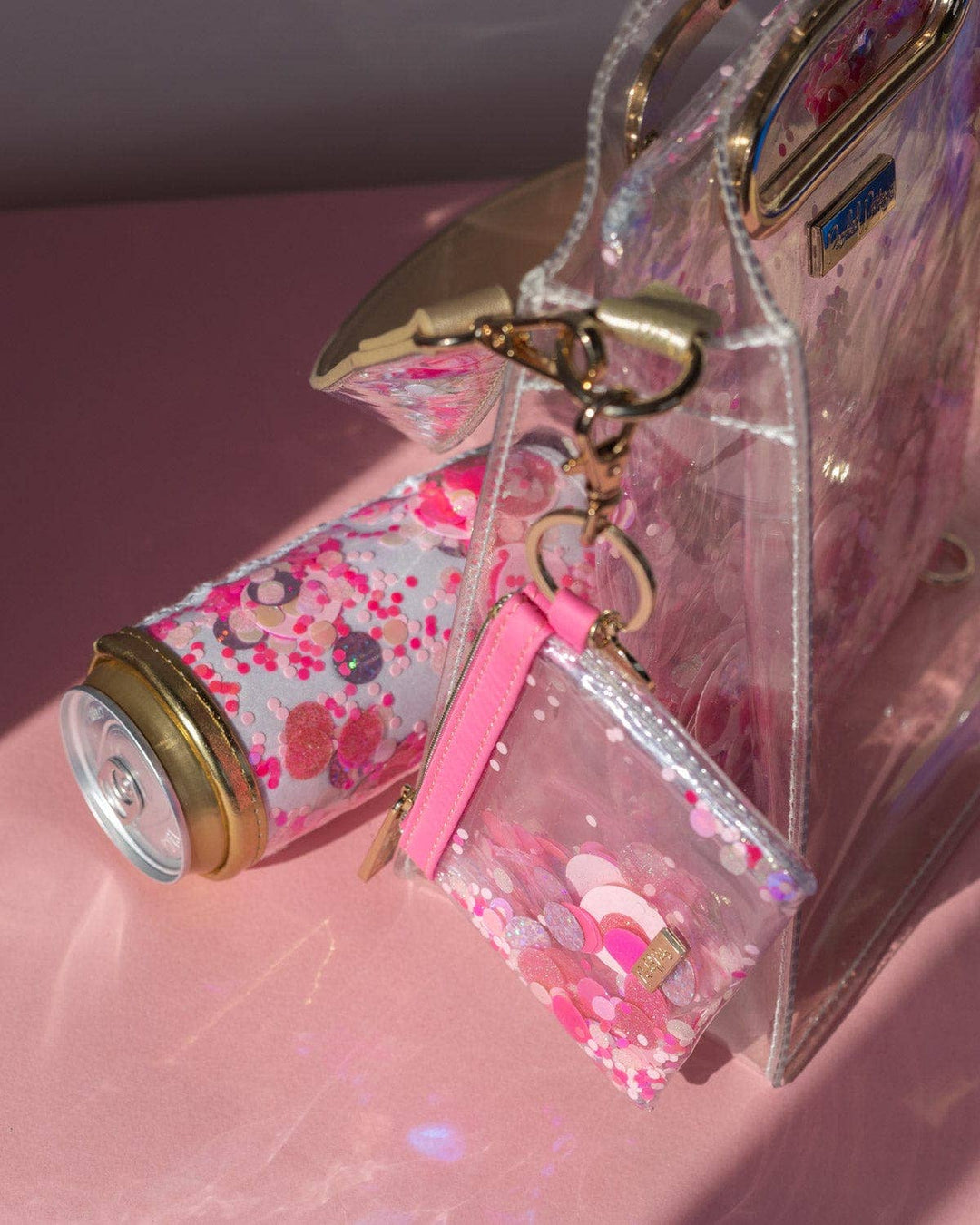Pink Party Confetti Mini Wallet Keychain