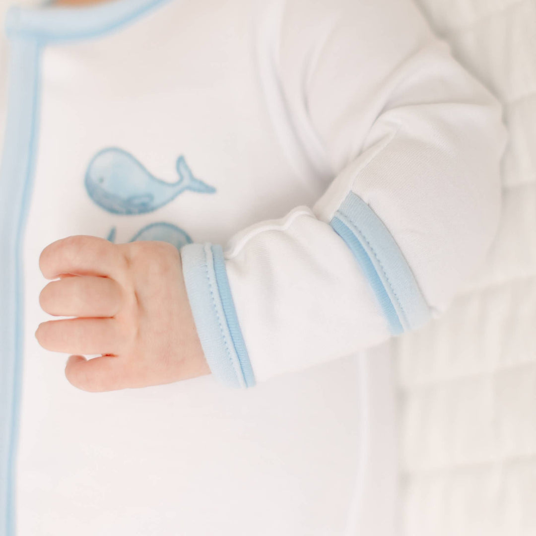 Azure Whales Footie - Light Blue