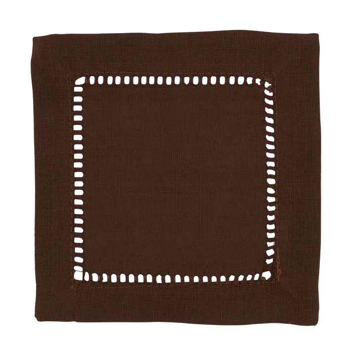 Cocktail Napkin With Hemstitch Border: Ivory / 6" set of 4
