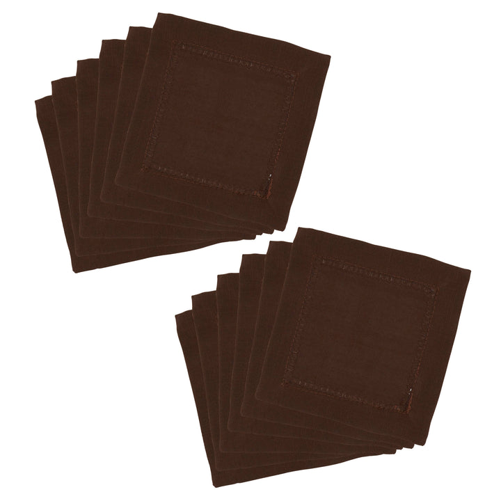 Cocktail Napkin With Hemstitch Border: Ivory / 6" set of 4