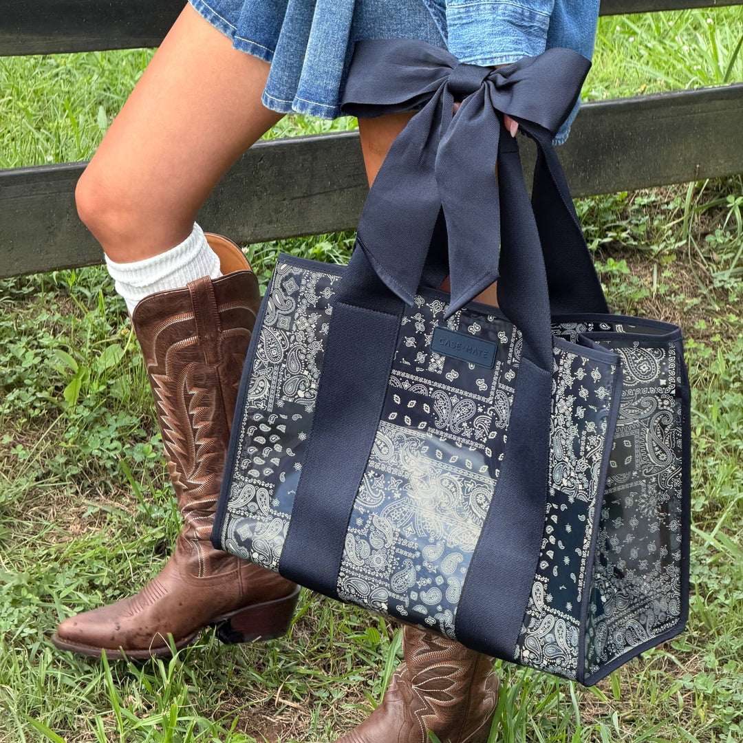 Case-Mate Navy Bandana Bow Jelly Tote Bag (Classic)