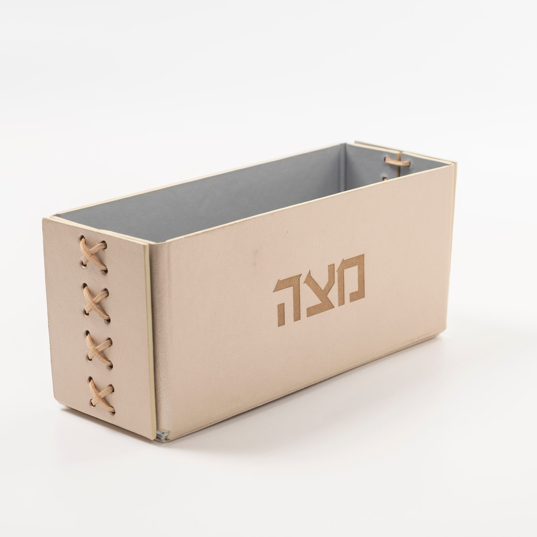 Vegan Leather Matzah Holder Champagne