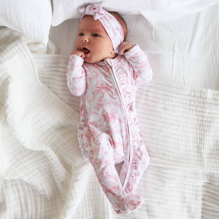 Fancy Frills Ruffle Zipper Footie: Newborn