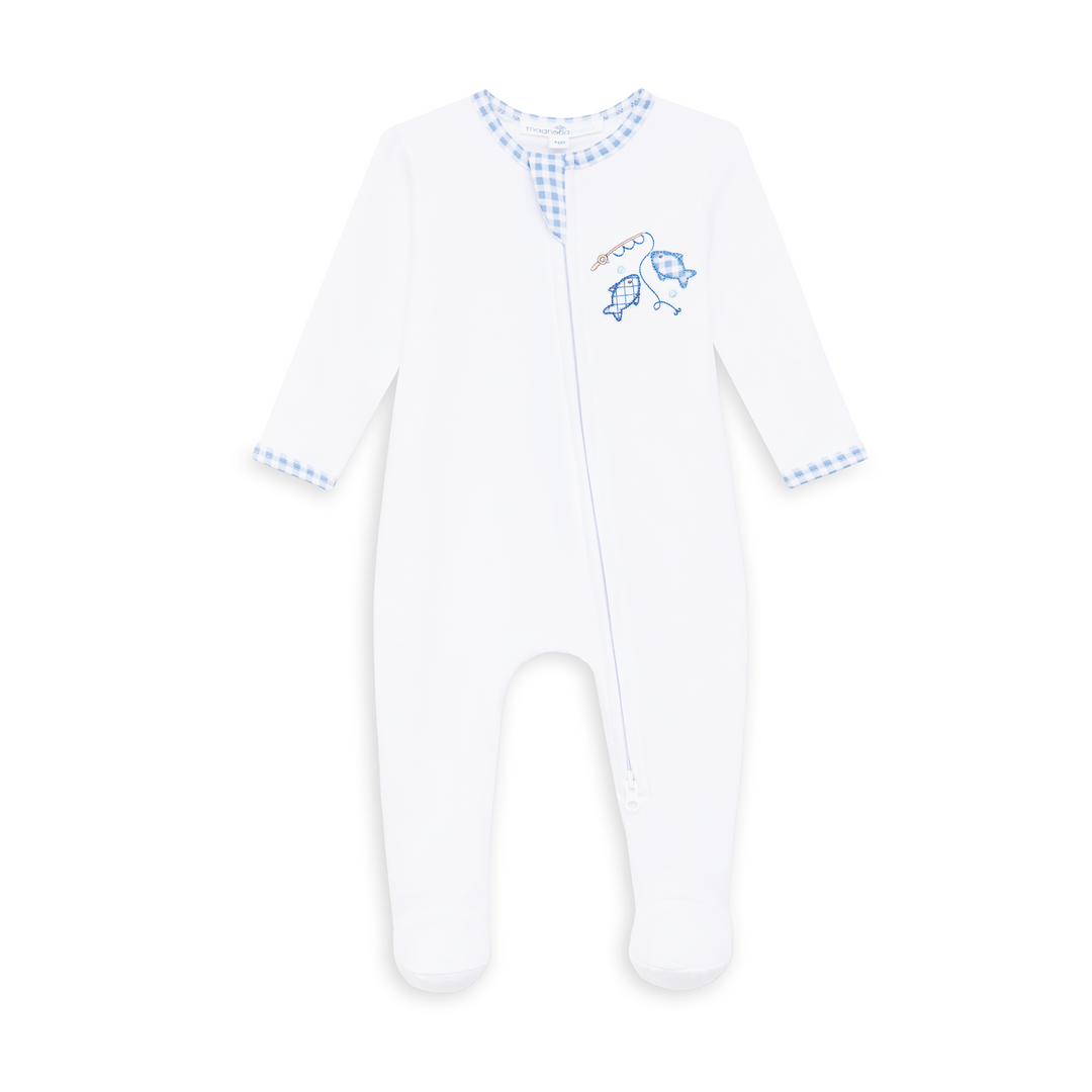 Gone Fishing Applique Zip Footie