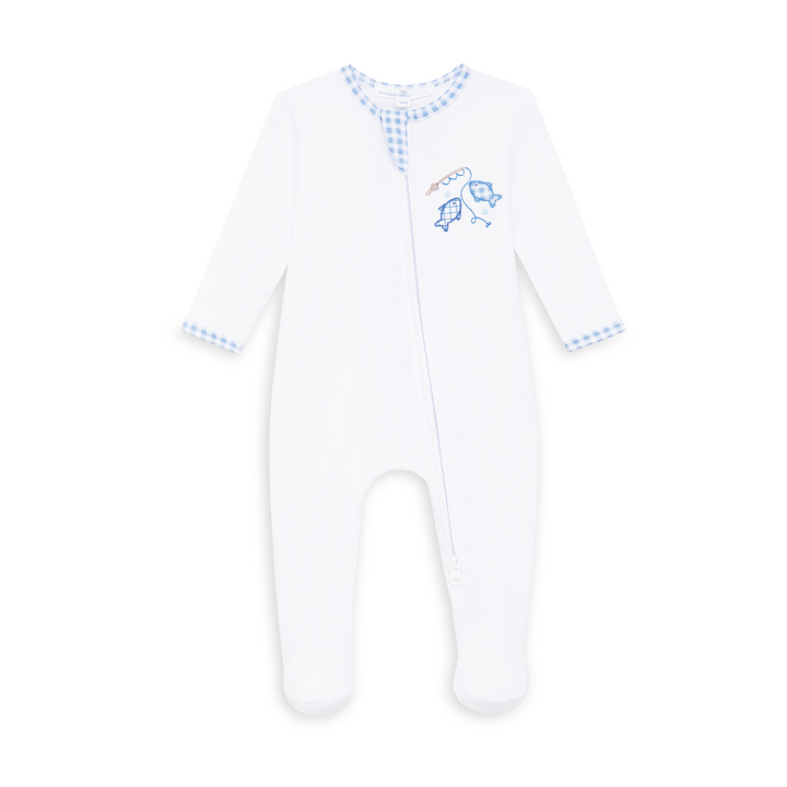 Gone Fishing Applique Zip Footie