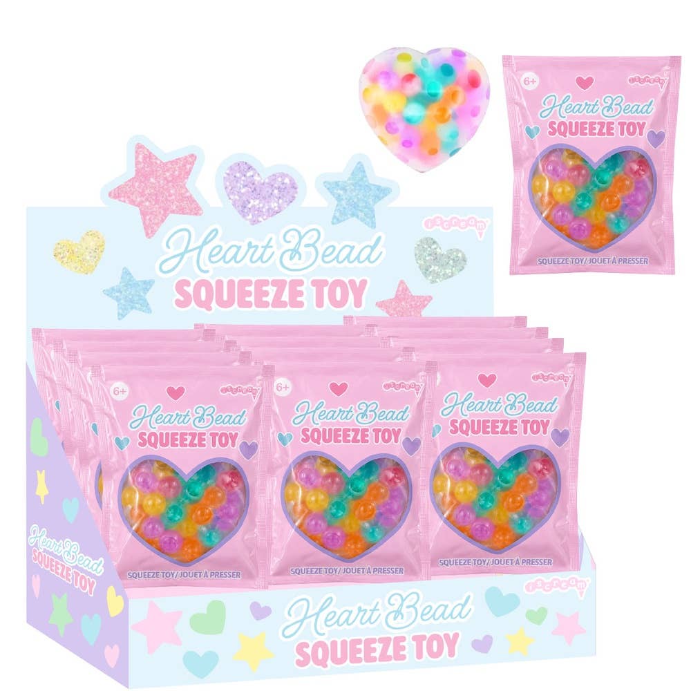 Heart Bead Squeeze Toy PDQ - 12 pieces